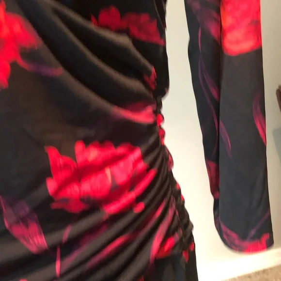 New with tags Black Dress with red floral design - Picture 5 of 13